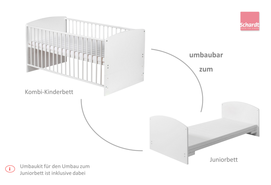 Kombi-Kinderbett GmbH 70×140 & KG Schardt Classic – White Co. cm